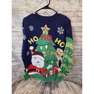 Tres Chic Ugly Christmas Sweater Santa Ornamrnts Ho Unisex Size Large